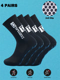 4 Pairs Men'S Soccer Socks with Grip, Non Slip anti Slip Athletic Socks with Cushion Pads for Football/Basketball