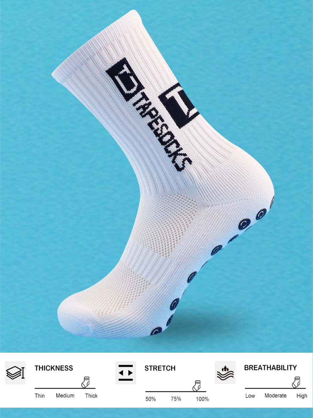 4 Pairs Men'S Soccer Socks with Grip, Non Slip anti Slip Athletic Socks with Cushion Pads for Football/Basketball